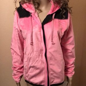 NEW Beautiful Pink Jacket Velvetty Black Trim